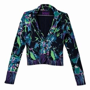 Custo Barcelona Y2K Fairycore Indie Grunge Cropped Jacket Art Print Festival Top